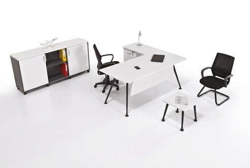 White corner desk Office furniture Office cabinet Coffee table Table 3 pcs
