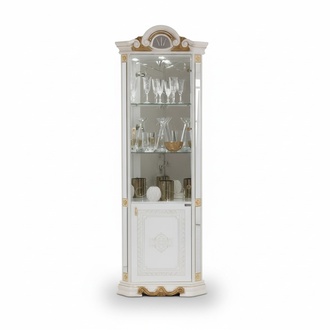 White Corner Display Corner Cabinet Glass Cabinets Cupboards Shelf Italian Furniture Shelves