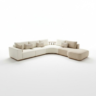 White Corner Sofa Modern Living Room Furniture Designer Couch Textile Sofa 2 Pieces