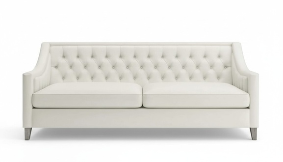 White Creative Furniture Textile Fabric Living Room Modern Chesterfield Sofa Three-Seater