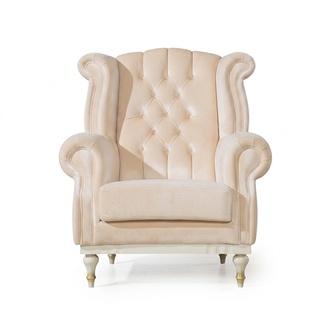 White retro armchair Chesterfield single-seater armchair living room 1-seater