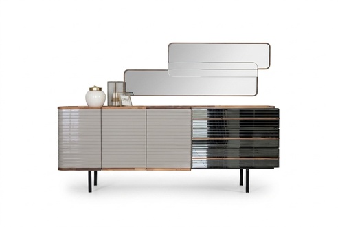 White sideboard with mirror dresser cupboard wooden dining room