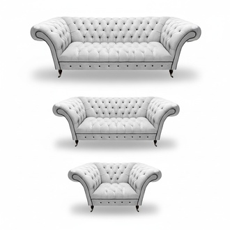 White sofa set 3-piece Chesterfield modern design living room upholstered sofa