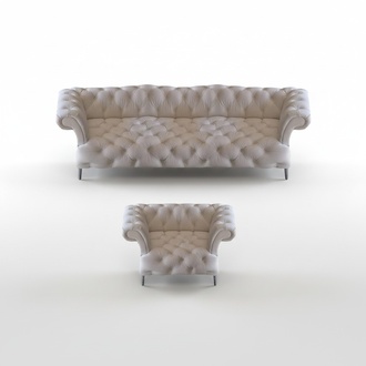 White sofa set living room Chesterfield sofa three-seater couch armchair new