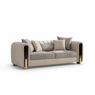 White three-seater luxury couch Modern stainless steel design living room furniture
