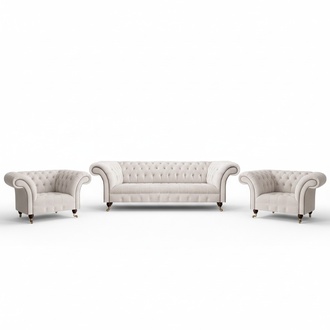 White upholstered furniture sofa set luxury sofas furniture seating armchair Chesterfield