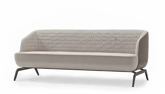 White upholstered designer living room seating furniture 3-seater fabric sofa