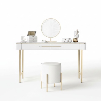 White dressing table designer cosmetic table 2x drawers dressing table