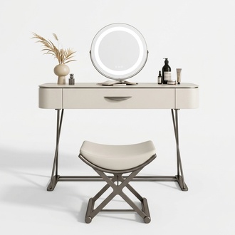 White dressing table with mirror Designer cosmetic table with drawers