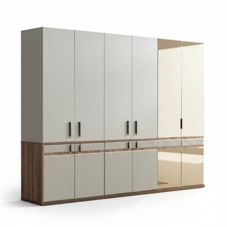 White wardrobe 10-door wooden bedroom wardrobe furnishings