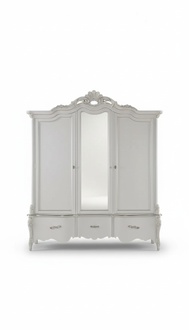 White Wardrobe Solid Wood Furniture Bedroom Designer Glass Doors