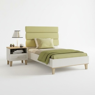 White wooden bed in an elegant design
