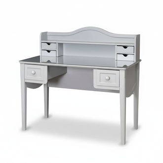 White wooden desk in minimalist design for office