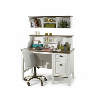 White wooden desk in an elegant style for office and home office.