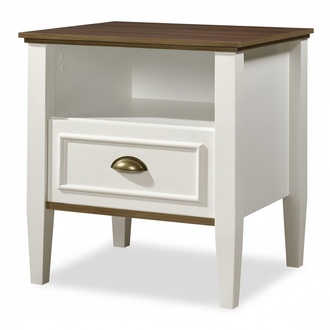 White wooden nightstand in minimalist design