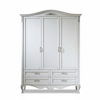 White wooden wardrobe in an elegant design.
