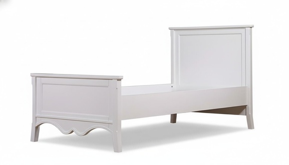White wooden bed in an elegant design