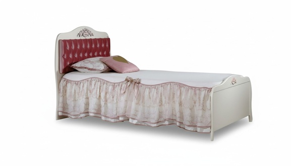 White wooden bed in a modern design