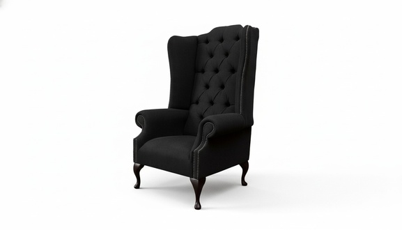 Wing Chair Armchair Seater Black Design Upholstery Chesterfield Textile