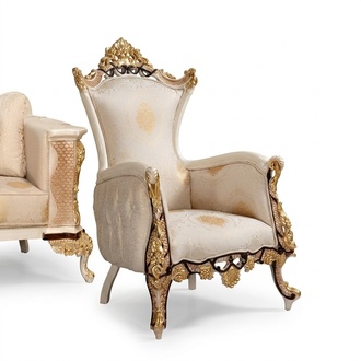 Wing Chair Armchair Seater Luxury Design Upholstery Sofa Textile Baroque Relax Fabric