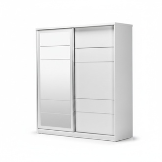Wooden cabinet wardrobe built-in cabinet mirror wood white