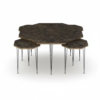 Wooden coffee table with side tables brown elegant modern