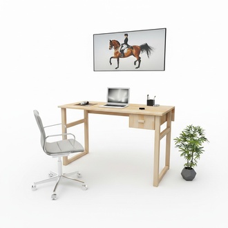Light beige compact desk designer computer table elegant office furniture