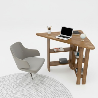 Brown corner desk Designer study tables Elegant laptop table