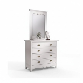 Wood Italian Furniture 2pc Set Furniture Style Luxury Chest of Drawers with Mirror