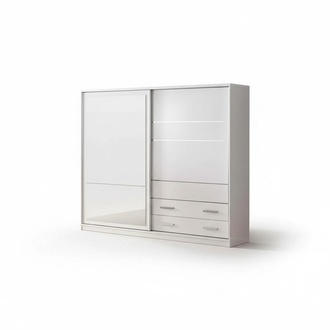 Wooden wardrobe closet beige mirror bedroom cupboard