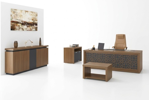 Wooden furniture office set desk coffee table study furniture 4pcs