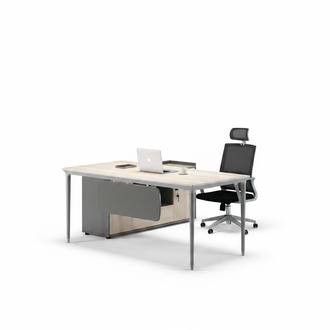 Desk Complete Office Workroom Furniture Office Cabinet Gray Wood Set