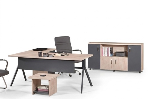 Work table complete office office furniture corner office table 3-piece wooden set grey