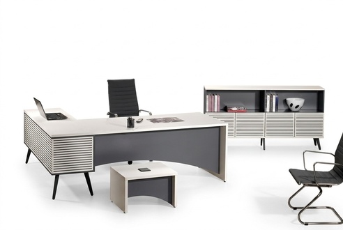 Desk Corner Office Desk Complete Office Set 3pcs Wood Office Furniture White