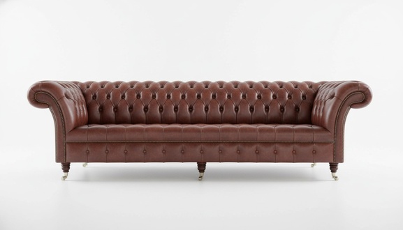 Chesterfield XXL Sofa 4-Seater on Casters Faux Leather Brown Red Couch New