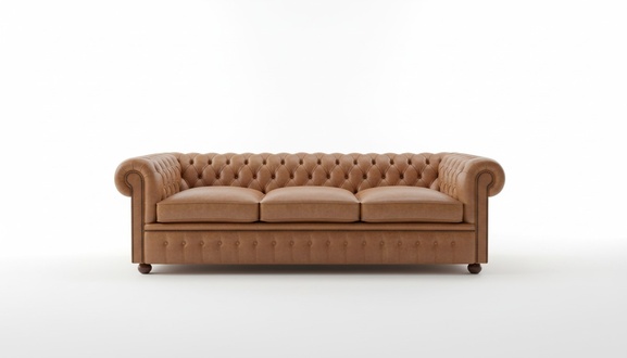 Chesterfield Classic Sofa 3-Seater With Cushions Soft Comfortable Brown Living Room Couch