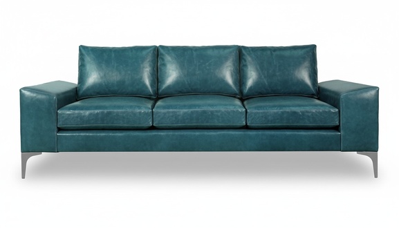 XXL Sofa 3-Seater Couch Living Room Upholstered Seating Set Leather Turquoise Textile New