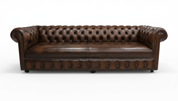 Chesterfield Sofa XXL 4-Seater Classic Brown Faux Leather Couch Comfortable Living Room