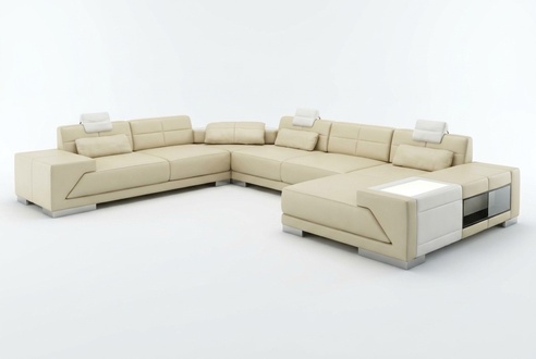 XXL BIG Living Area U Shape Corner Sofa Couch Upholstery Set Leather New