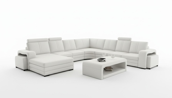 XXL BIG Living Room U Shape Corner Sofa Couch Upholstery Set Leather New! STUTTGART 5
