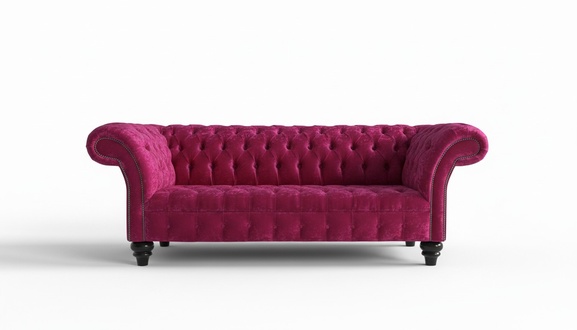 Chesterfield Luxurious Sofa 3-Seater Bright Pink Textile Upholstery Couch with Buttons New