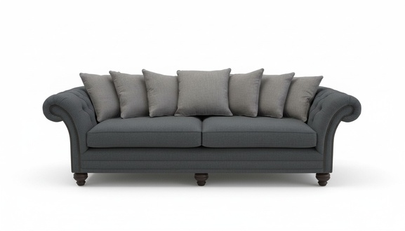 Sofa XXL 4-Seater Grey Textile Upholstery Comfortable Couch With Soft Cushions New