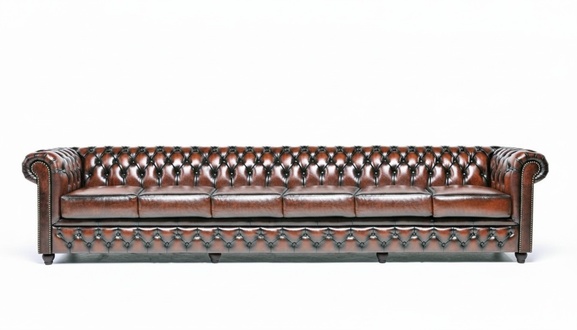 XXL Big Sofa Club Lounge Disco Furniture 6-Seater Brown Couches Chesterfield Sofas