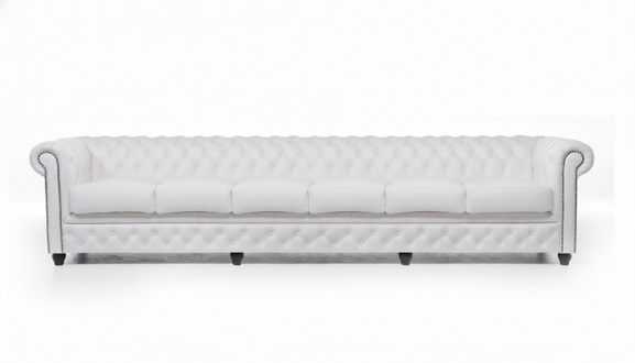 XXL Big Sofa Club Lounge White Furniture 6-Seater Large Couches Chesterfield Sofas