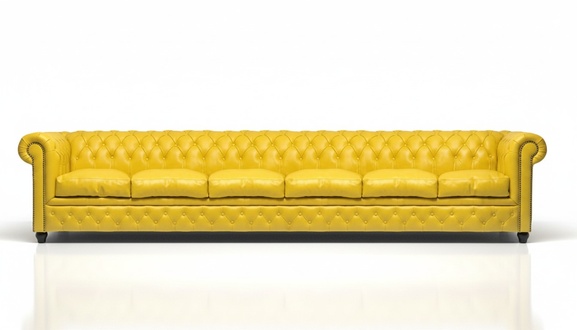 XXL Big Sofa Club Lounge yellow furniture 6-seater Yellow couches Chesterfield sofas