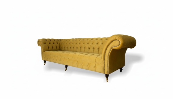 XXL Chesterfield Big Sofa Couch Upholstery Set 4 Seat Textile Sofas Couches New