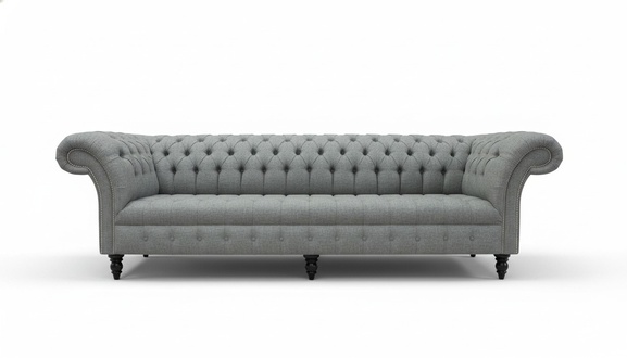 Chesterfield Sofa XXL 4-Seater Luxurious Classic Design Textile Light Grey Comfortable New