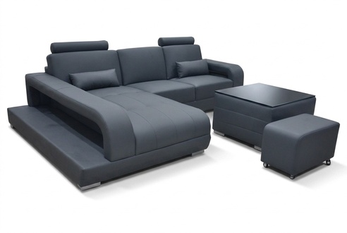 XXL Couch Corner Sofa Leather Living Room Set Modern Design Sofa L-Shape + USB