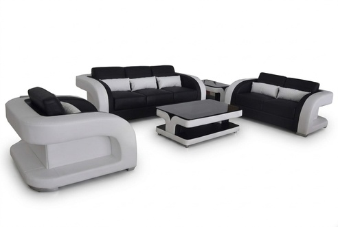 XXL Couch leather residential landscape set modern design sofa sets 3+2+1 new