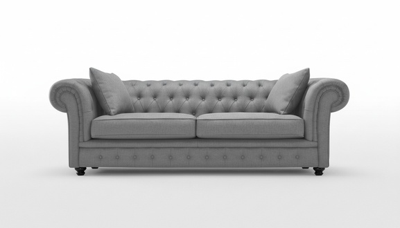 Chesterfield XXL Sofa 4-Seater Grey Textile Upholstered Real Wood Inner Frame Living Room Comfortable Couch New